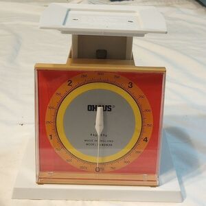 Vintage Pink and Orange Ohaus Kitchen Scale